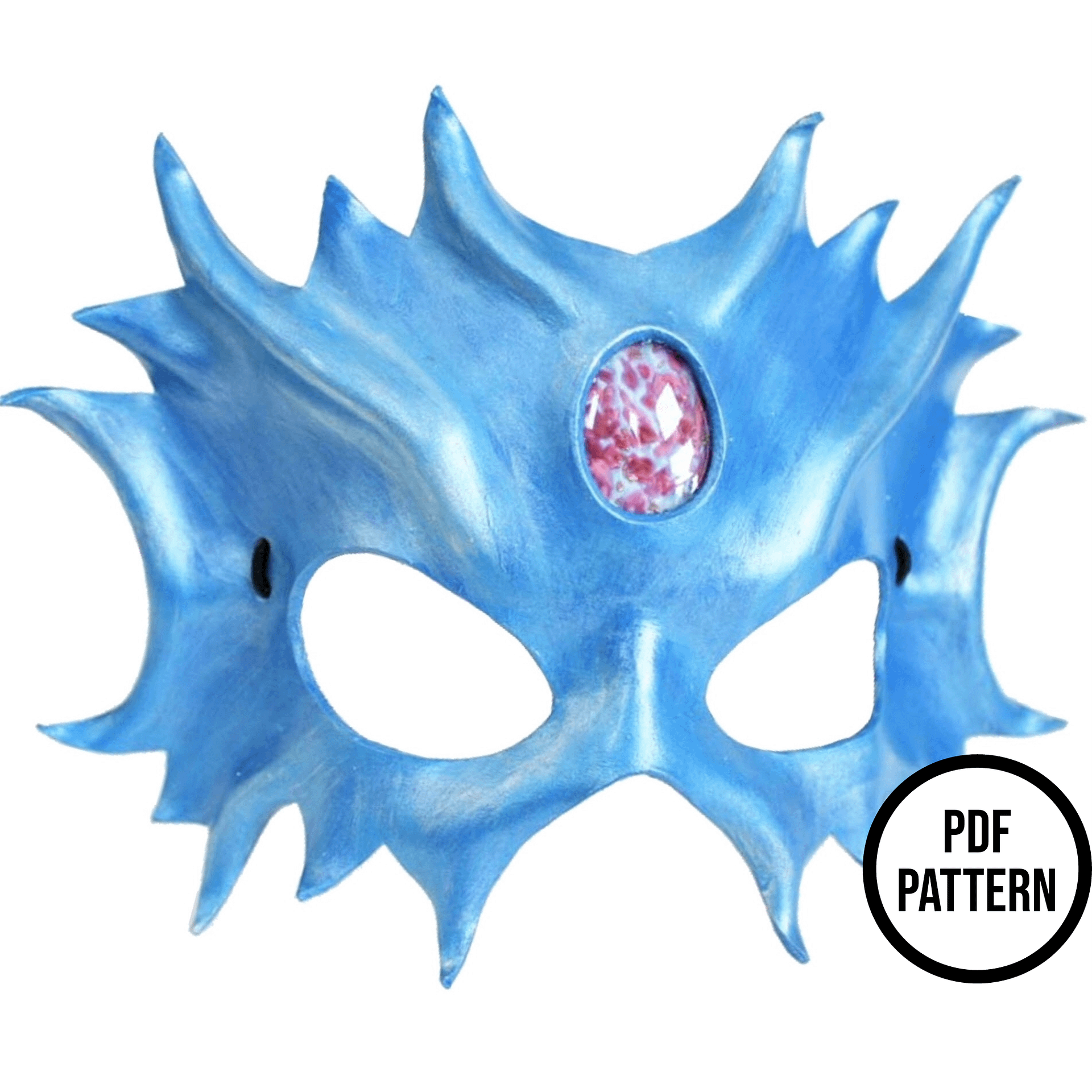 Leather Mask with Cabochon Inlay - PDF Pattern for Leathercraft product image (3)