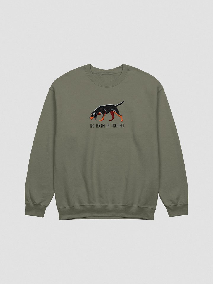 No Harm in Treeing Sweatshirt (Embroidered) of a Black & Tan Coonhound product image (6)