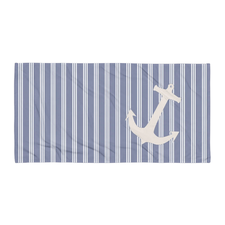 BLUE Striped Anchor Towel - MARITIMES HANDTUCH MIT STREIFEN UND ANKER product image (1)