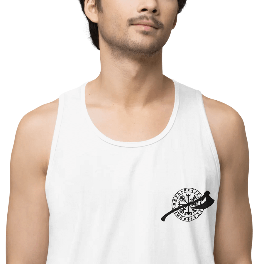 VEGVISIR & AXE - Tank Top Men Black Embroidery product image (2)