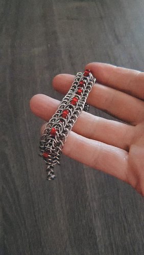 ready for a bloody good time? two of these bracelets are in stock and ready to ship.

the chain is stainless steel with blood...