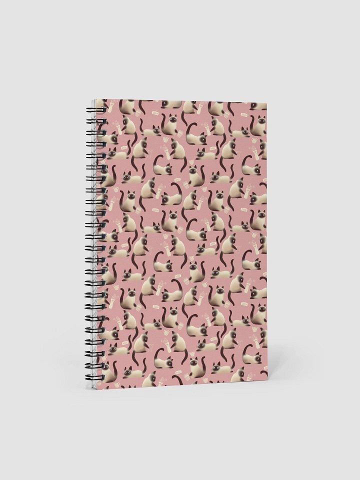 Bad Siamese Cats Knocking Stuff Over Pattern Notebook, Pink product image (1)