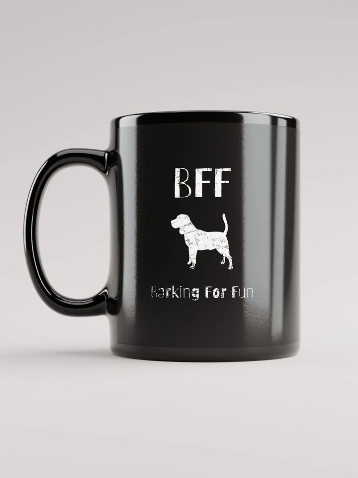 Beagle BFF Barking for fun, funny pun, cute joke, noisy dog, ambidextrous left-handed right-handed tea coffee mug product image (2)