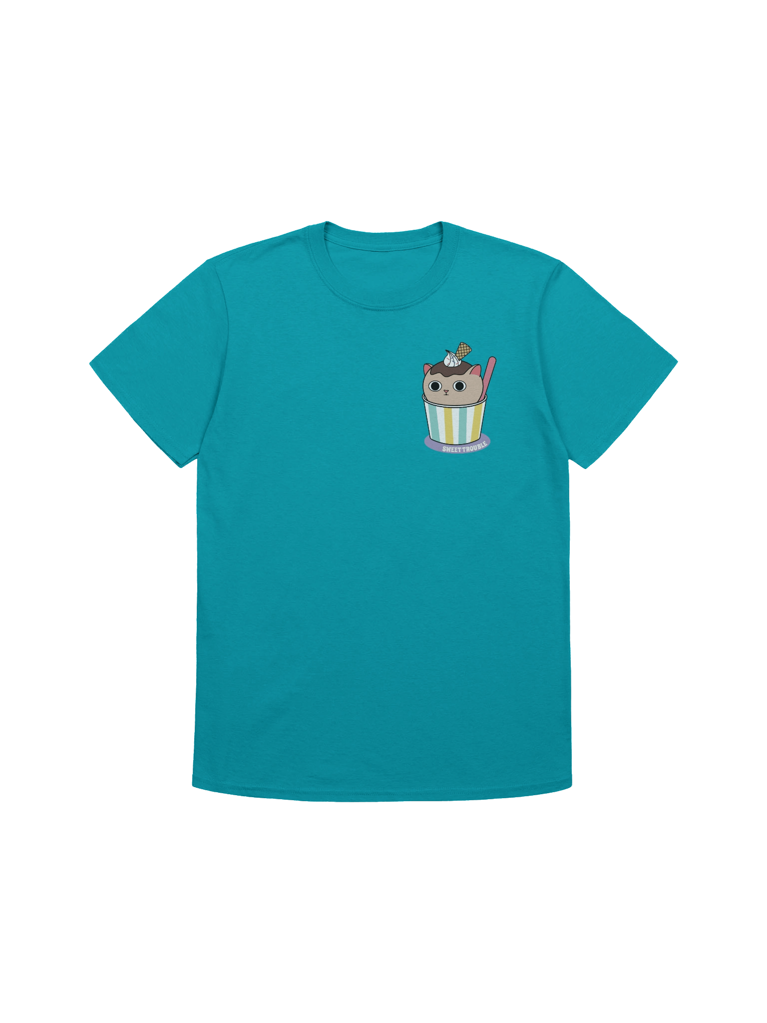 Sweet Trouble ( Ice Cream Cat - Left Chest and Back Prints) - Unisex Adult Super Soft Lightweight T-shirt product image (4)