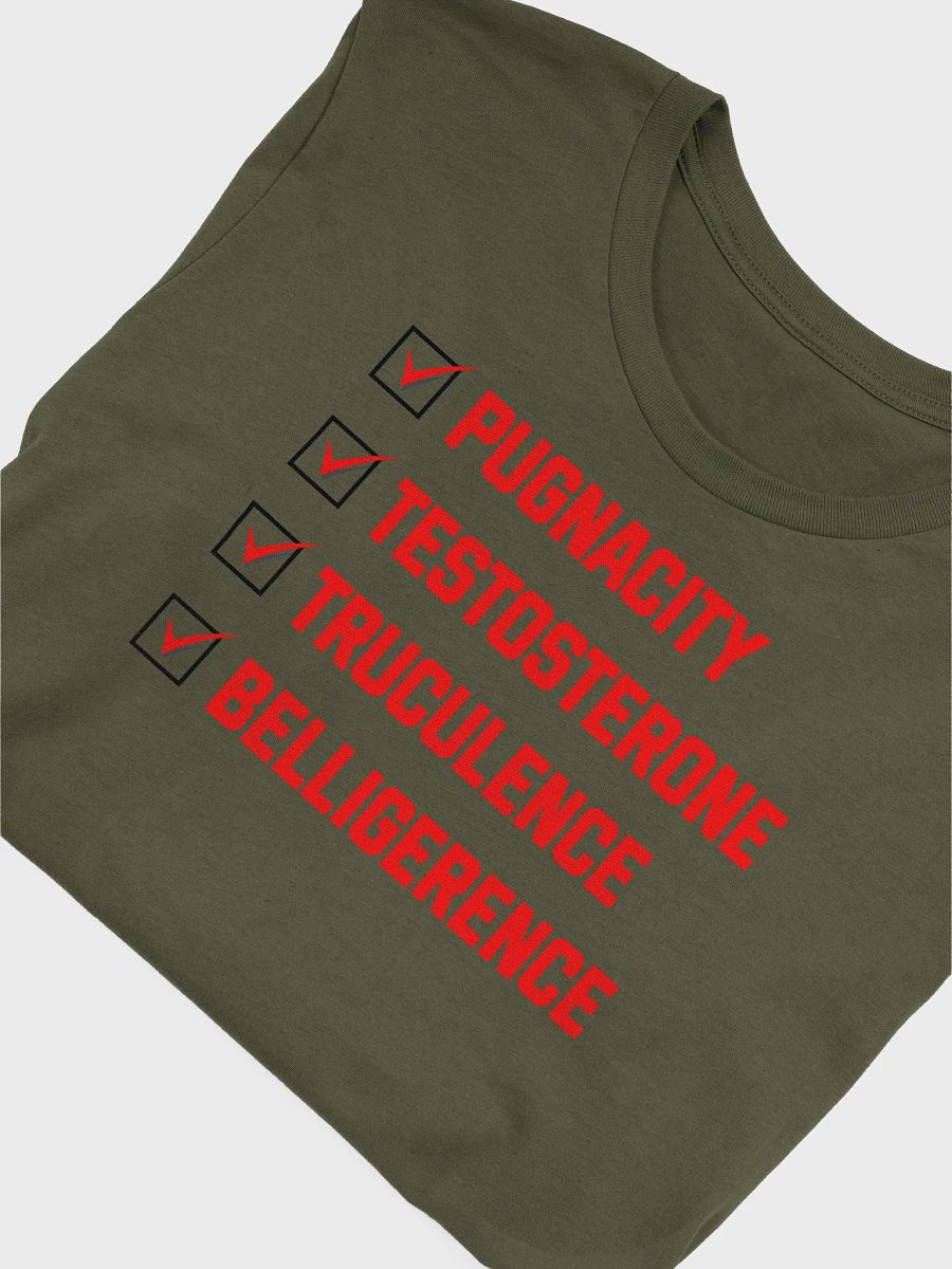 Funny Hockey T-Shirt – Pugnacity, Testosterone, Truculence, Belligerence – Gritty Hockey Shirt for Men – Gift for Hockey Players & Enforcers product image (6)
