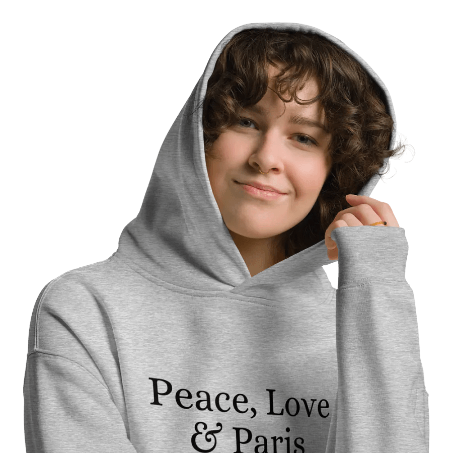 Peace, Love and Paris with Monuments Unisex Oversized Hoodie | Black Ink product image (9)