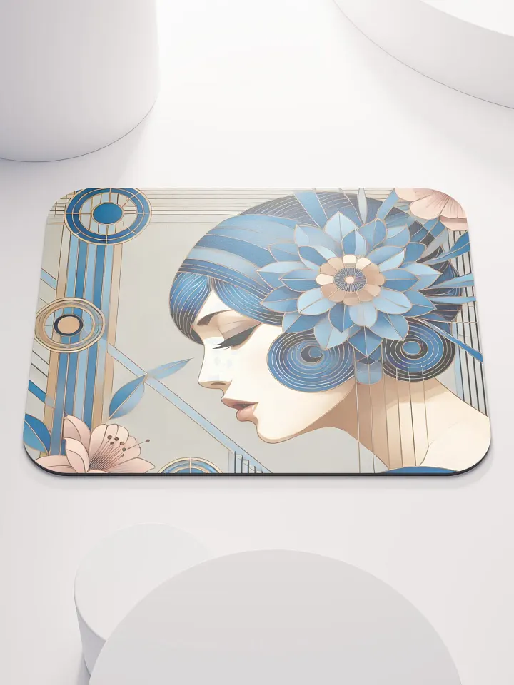 Art Deco Blue Floral Mouse Pad product image (1)