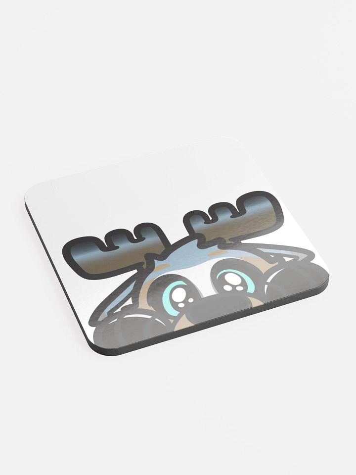 White Lurky Gloss-Coated Cork Coaster product image (2)