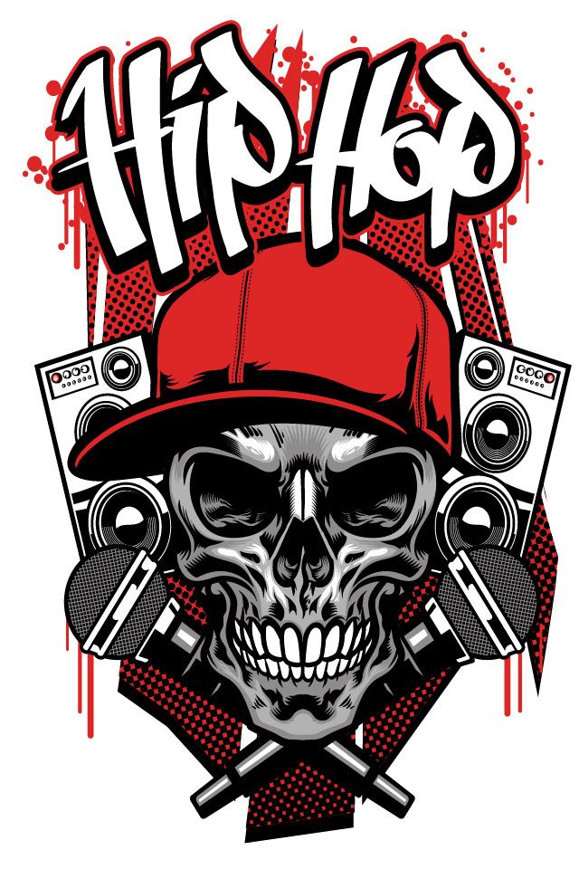Hip-Hop Skull & Mic - Small - Digital Wallpaper product image (1)