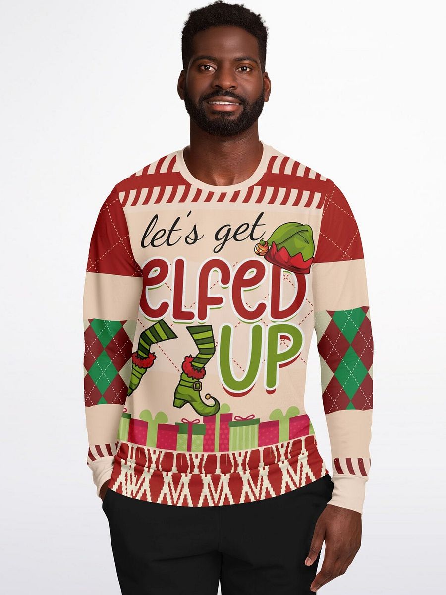 “Let’s Get Elfed Up” Funny Ugly Christmas Sweatshirt | Hilarious Elf Holiday Jumper | Drinking Humor Party Outfit product image (7)