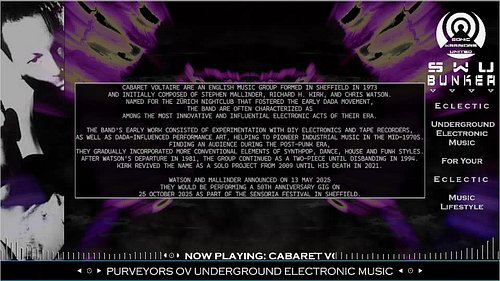 S.W.U. Bunker Artist Feature: Cabaret Voltaire

• We had fun putting this together and we're currently working on details for...