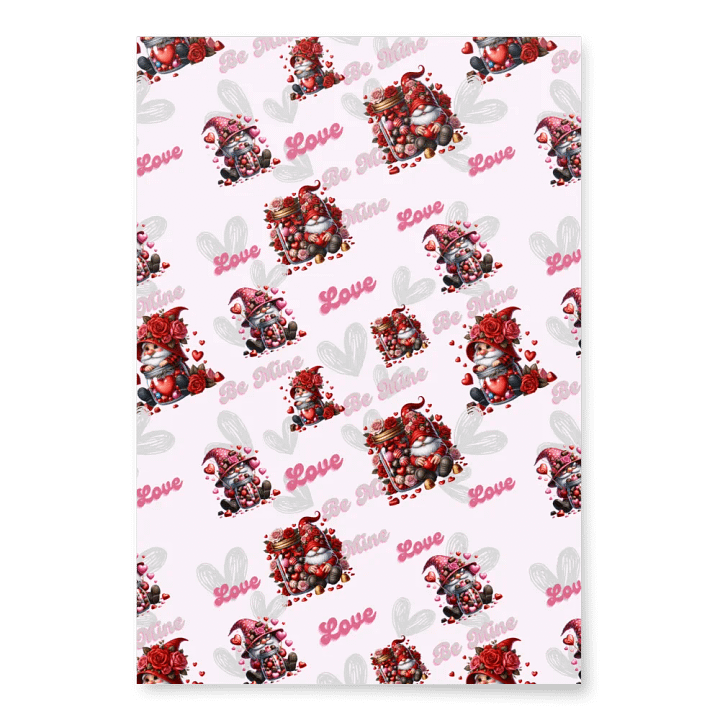 Be Mine Valentine Gnome Wrapping paper set of 3 product image (2)