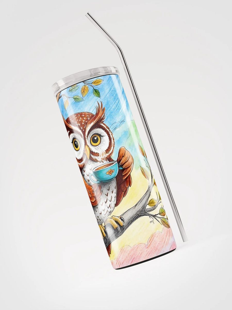 Morning Coffee Owl Stainless Steel Tumbler product image (6)