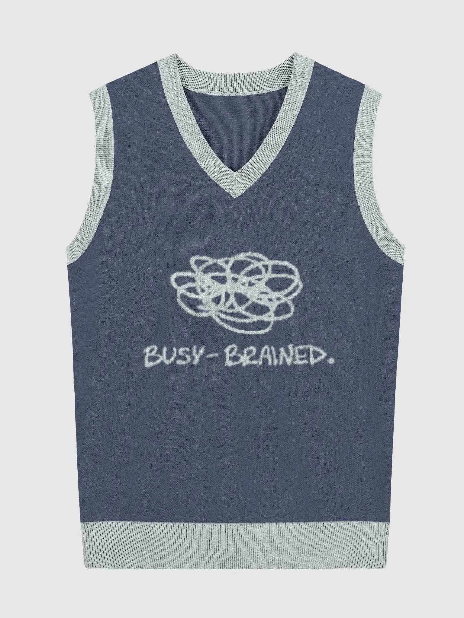 BUSY-BRAINED (lg. design, navy and powder blue) knitwear vest product image (1)