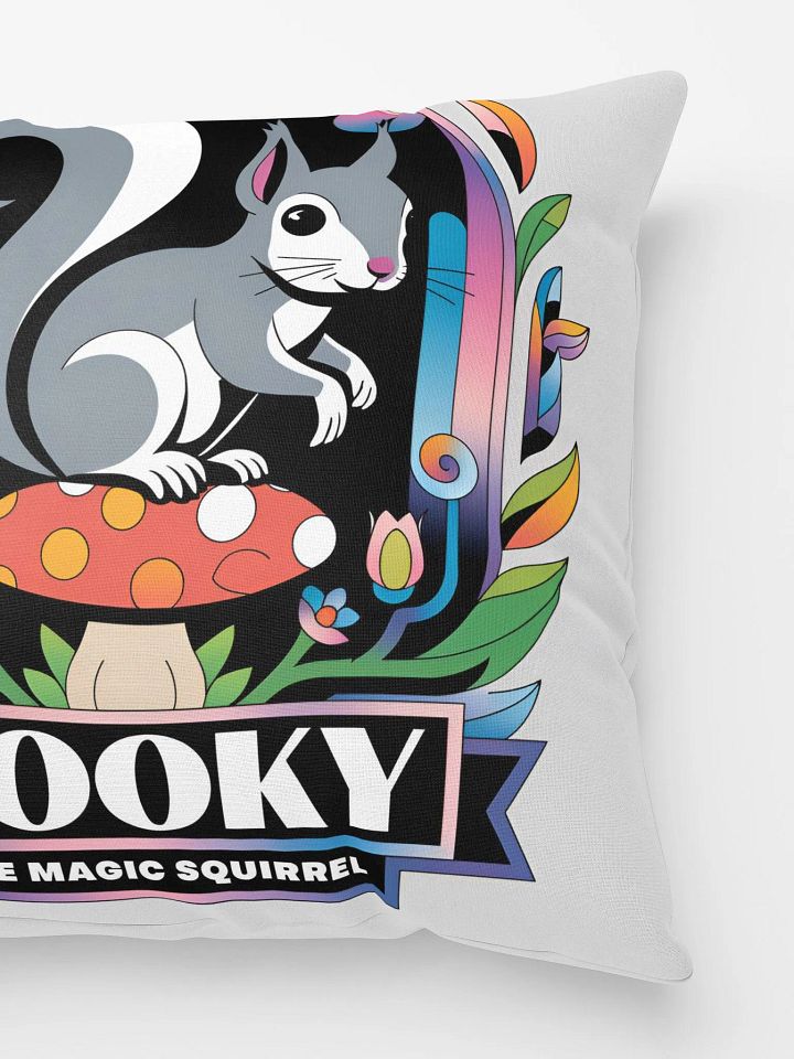 Comfy Pillow: Pooky The magic squirrel. pooky on a mushroom product image (3)
