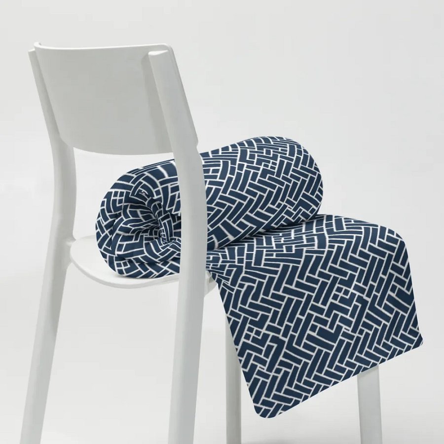 Desert Sand Blue Herringbone Throw Blanket product image (6)
