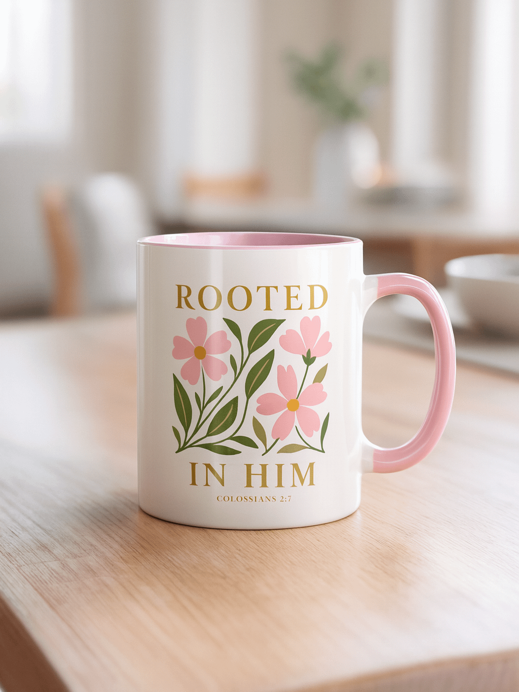 Elegant Floral Christian Mug for Women Inspired by Colossians 2:7 product image (8)
