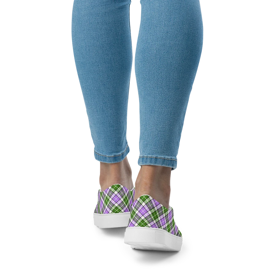 Lavender and Green Plaid Women's Slip-On Shoes product image (9)