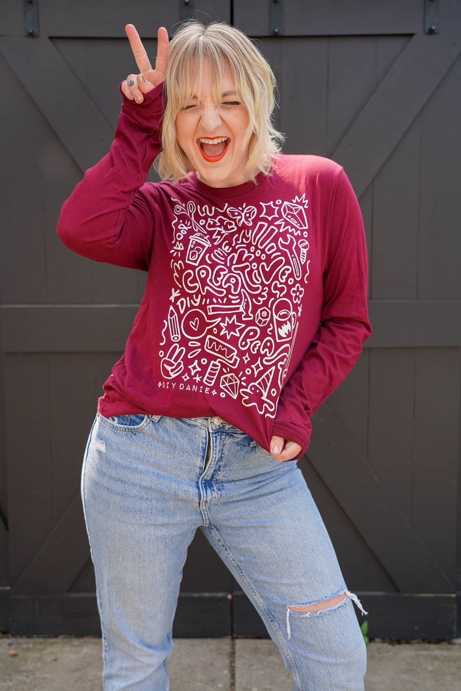 CREATIVE CHAOS LONG SLEEVE - White txt product image (1)