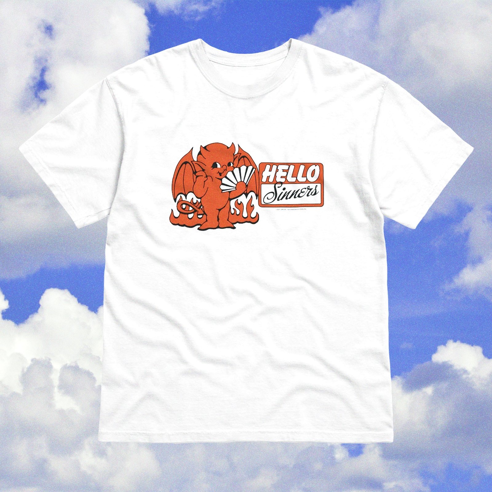 'Hello Sinners' Heavyweight T-Shirt - White product image (1)