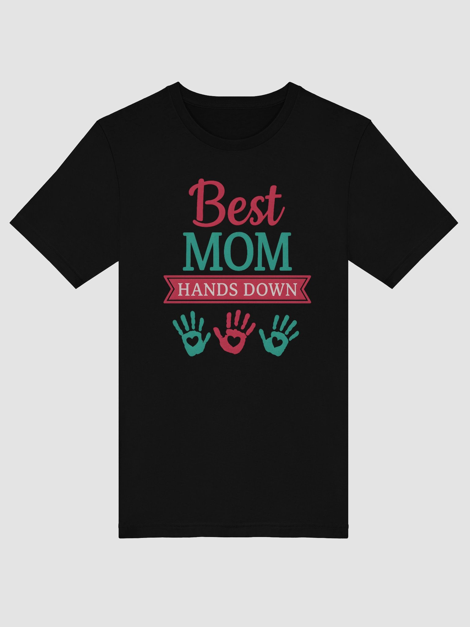 Best Mom Hands Down T-Shirt – Colorful Handprint Mother’s Day Gift Tee product image (5)
