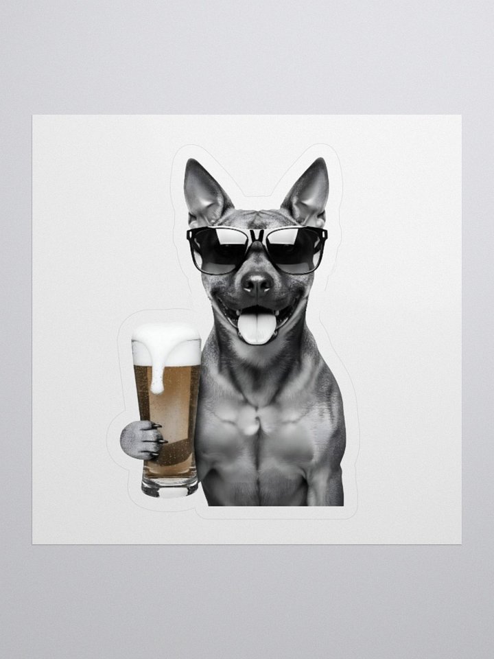 Potcake drinking beer sticker product image (1)