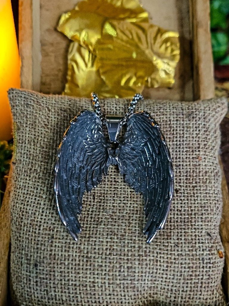 The Armored Kingdom Silver Guardian Wings of Glory Necklace - Wing Design - Stainless Steel product image (1)