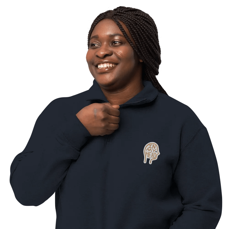 In My Head (brass bubble design) embroidered quarter zip product image (8)