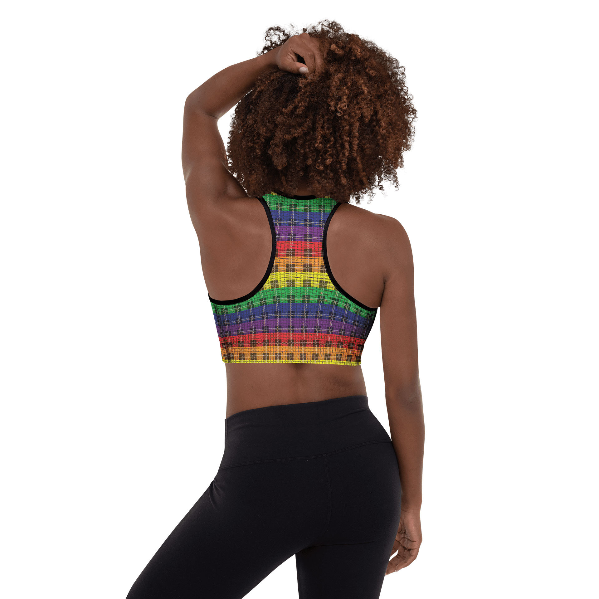 Rainbow Pride Plaid Padded Sports Bra product image (3)