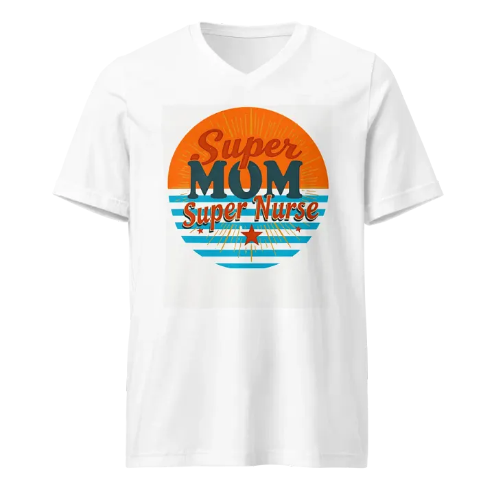 Super Mom Super Nurse Retro V-Neck Tee product image (5)