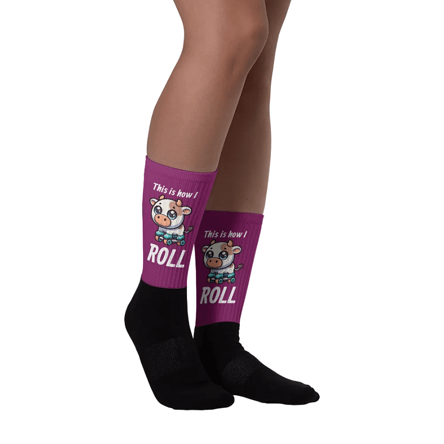 Rollerblading Cow Funny Socks product image (3)