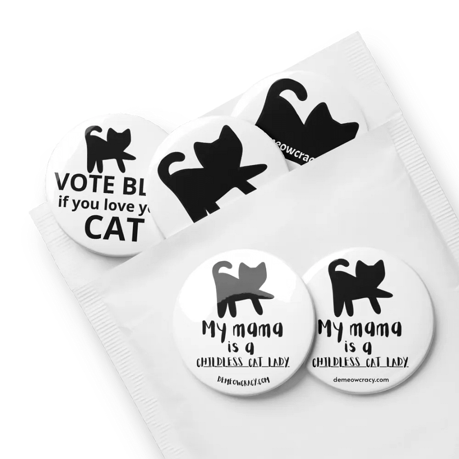 Childless Cat Lady Button Set - Black & White product image (8)