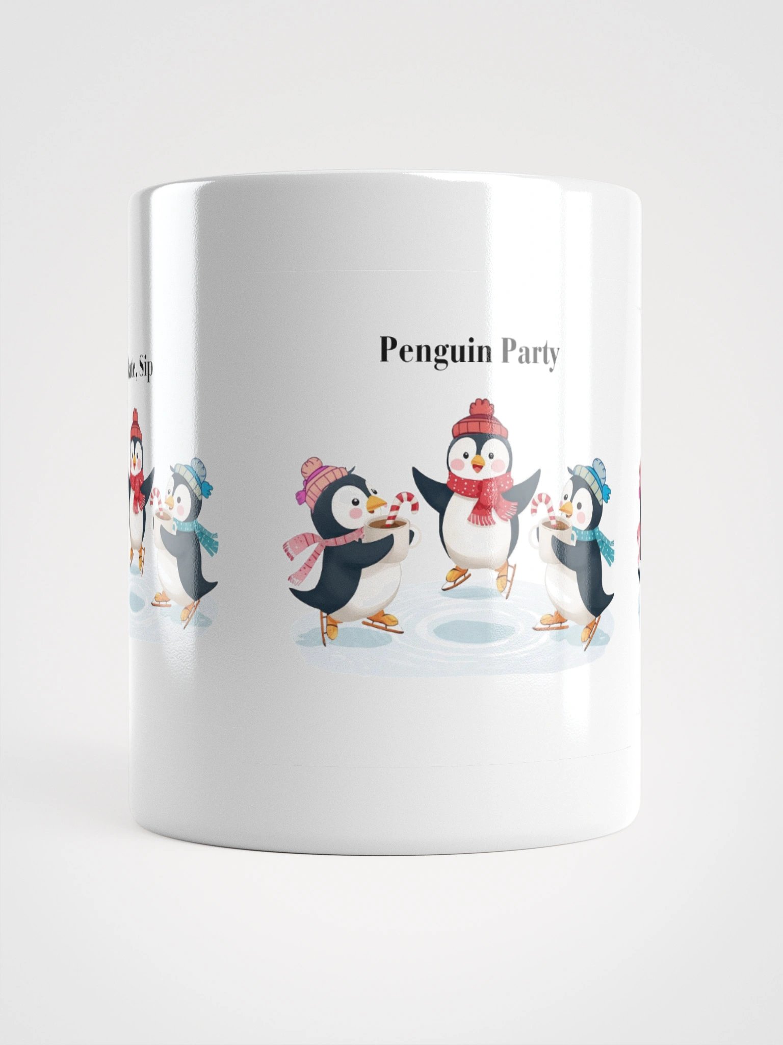 Penguin Party: Skate, Sip, Smile White Glossy Mug product image (6)