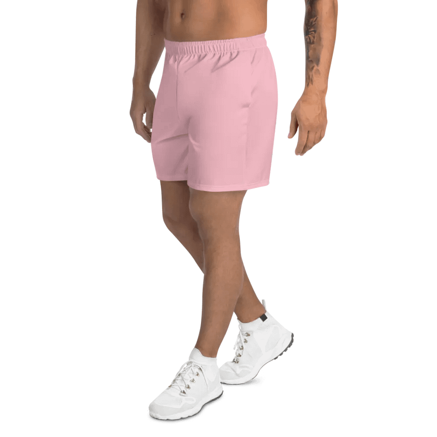 Plain Color Pink Athletic Long Shorts product image (3)