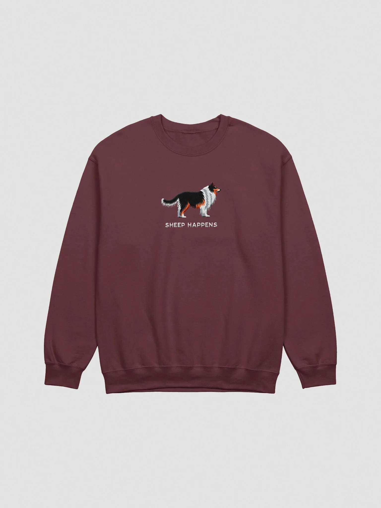 Sheep Happens Sweatshirt (Embroidered) of a Shetland Sheepdog(Tricolor) product image (4)