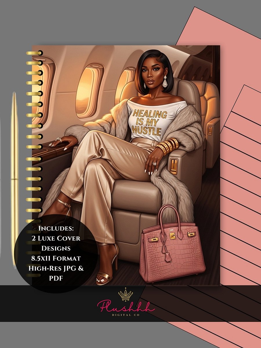 Healing Is My Hustle Luxe Journal Covers – 8.5x11 JPG & PDF – Lined & Unlined Pages – Commercial Use product image (1)