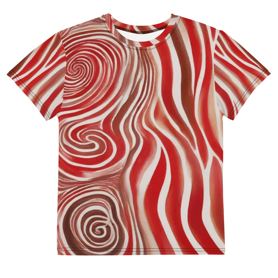 Funky Red Liquid Explosion Tie-Dye Youth Crew Neck Tee product image (9)