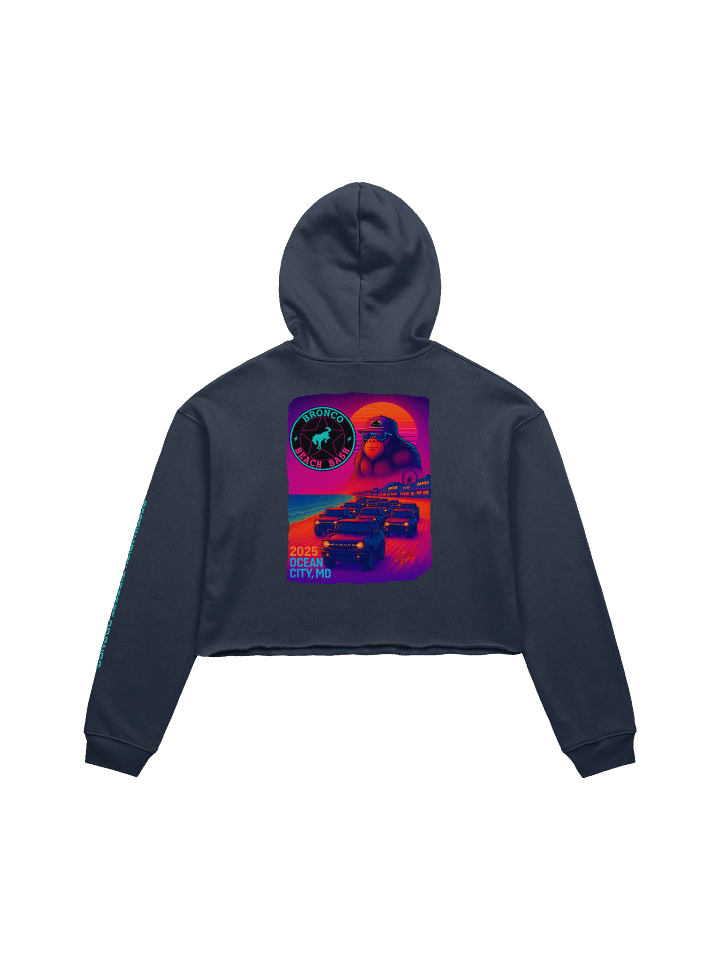 2025 Bronco Beach Bash Ocean City / Destination Bigfoot Bronco Collab | Bella+Canvas Fleece Women's Crop Hoodie (Multiple Colors Available) product image (2)