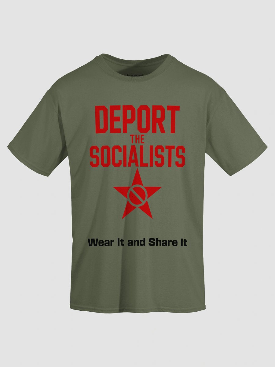 Deport The Socialists Bold Statement Tee (D) - Red & Black Ink product image (3)