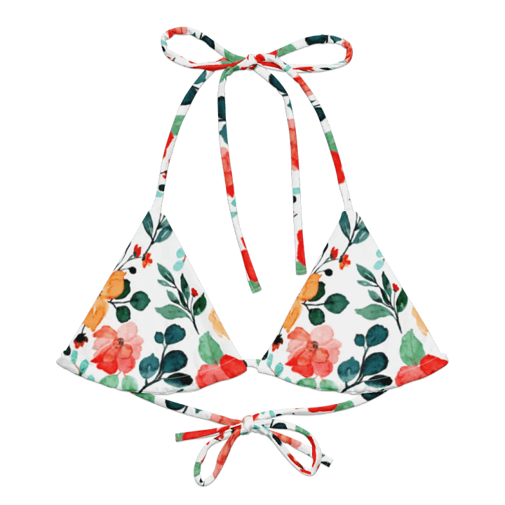 Watercolour Floral Pattern String Bikini Top - v7 product image (2)