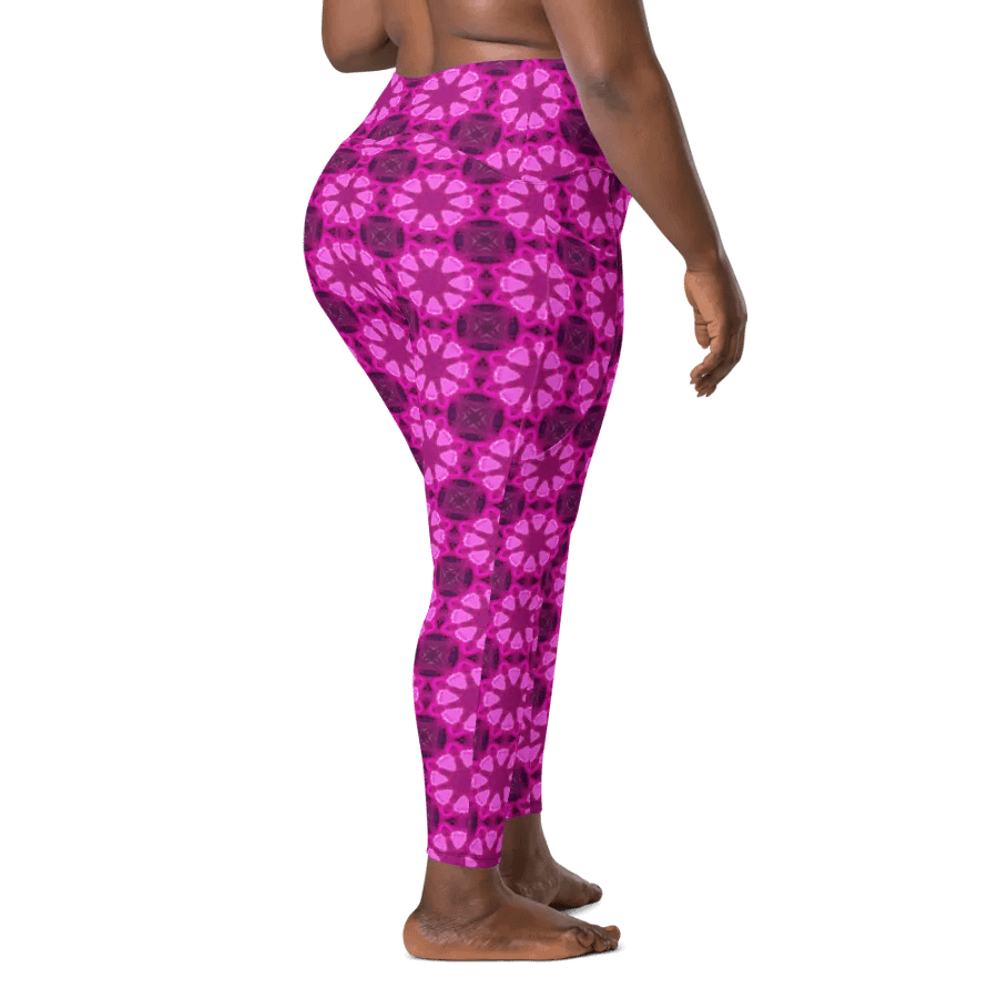 Abstract Raspberry Shapes Repeating Pattern Ladies Leggings product image (10)