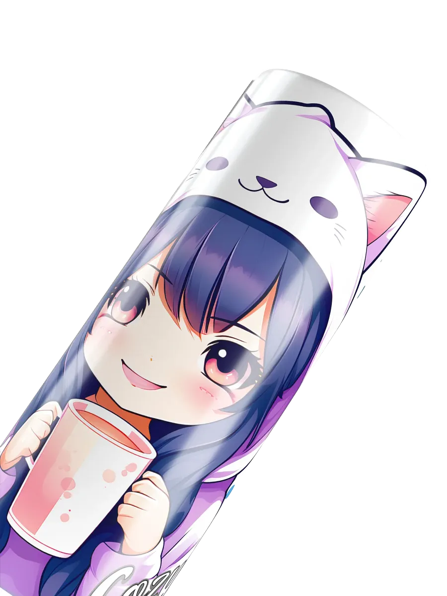 Cozy Kawaii Anime Girl 20 oz Skinny Stainless Steel Tumbler - White product image (6)