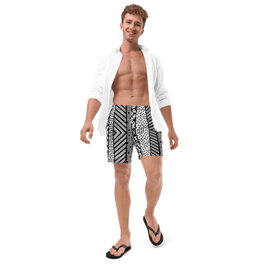 Modern pattern in black and white Swim Trunks product image (11)