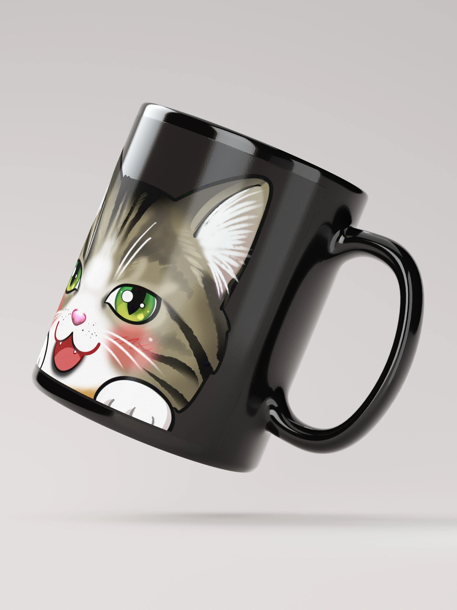 Cat Mug (Black Glossy) product image (2)