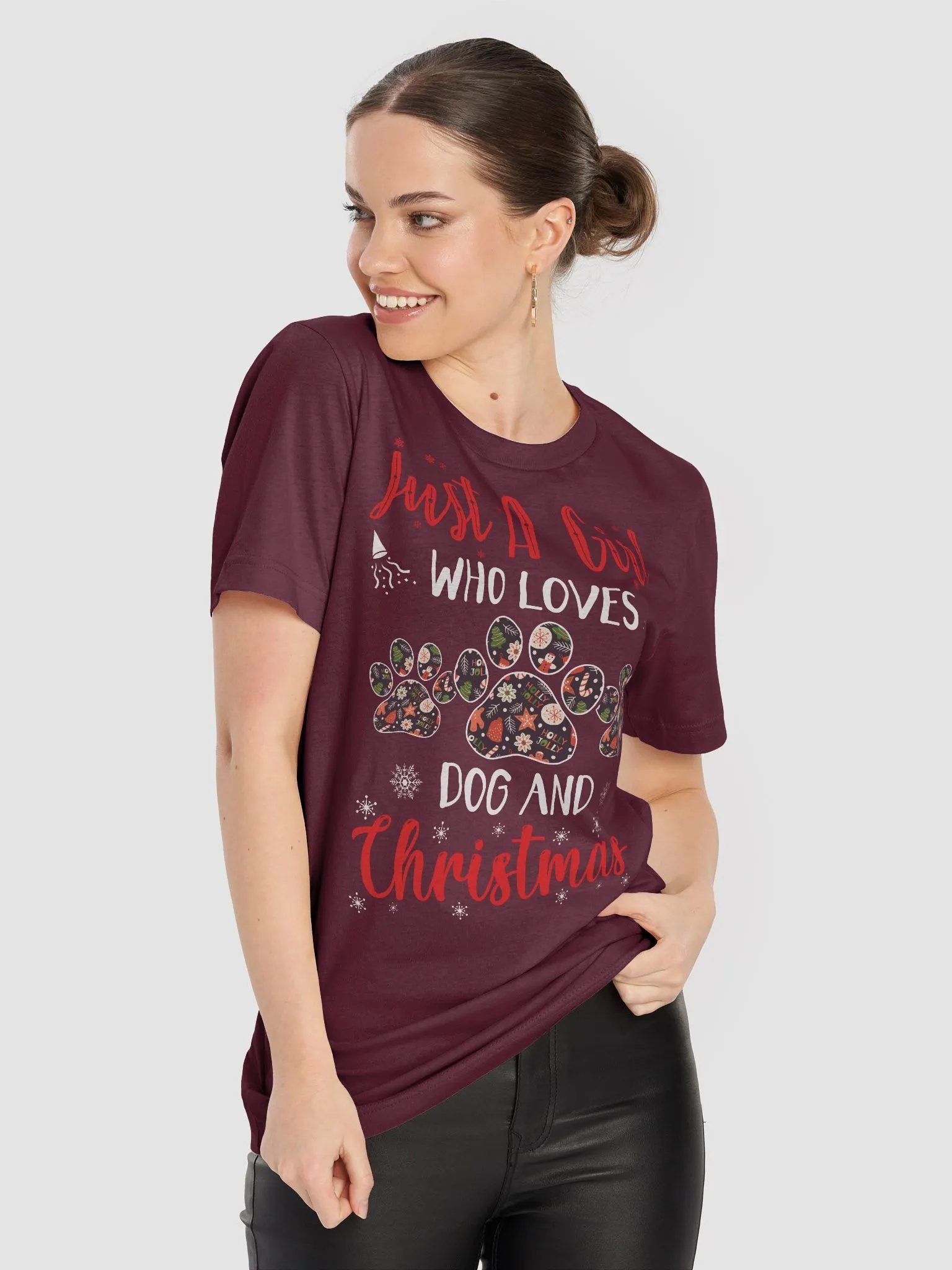 Christmas Dog Lover T-Shirt - Just A Girl Who Loves Dogs and Christmas product image (8)