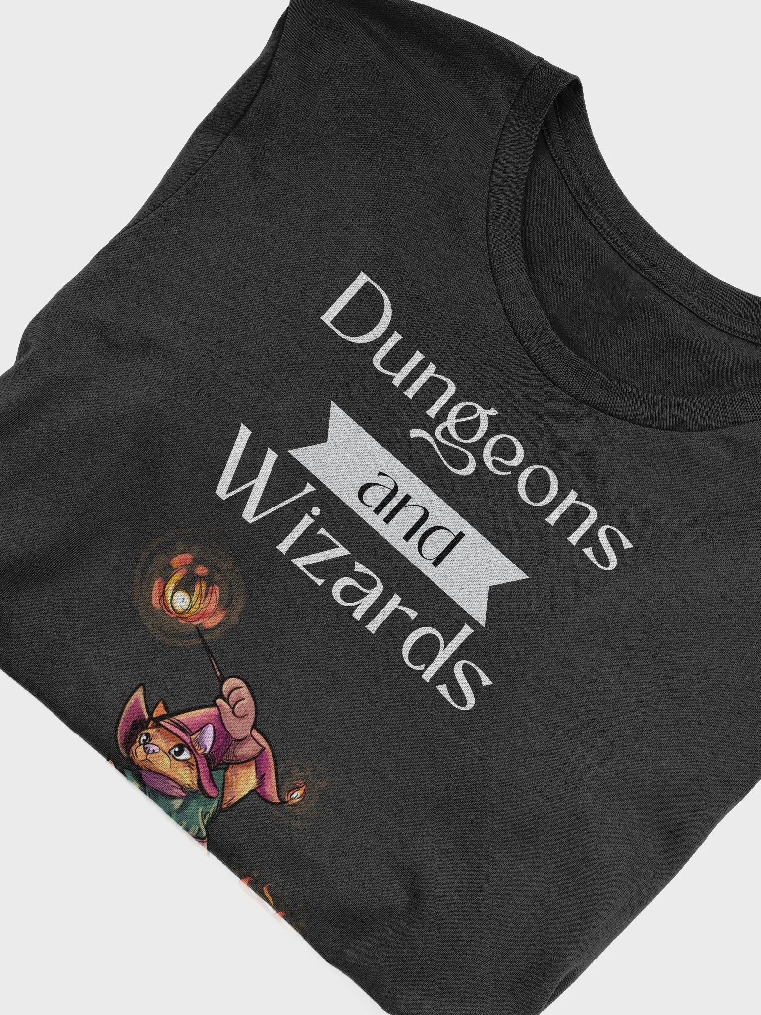 Cat Fire Wizard 'Dungeons and Wizards' T-Shirt - Fantasy Feline Apparel product image (5)