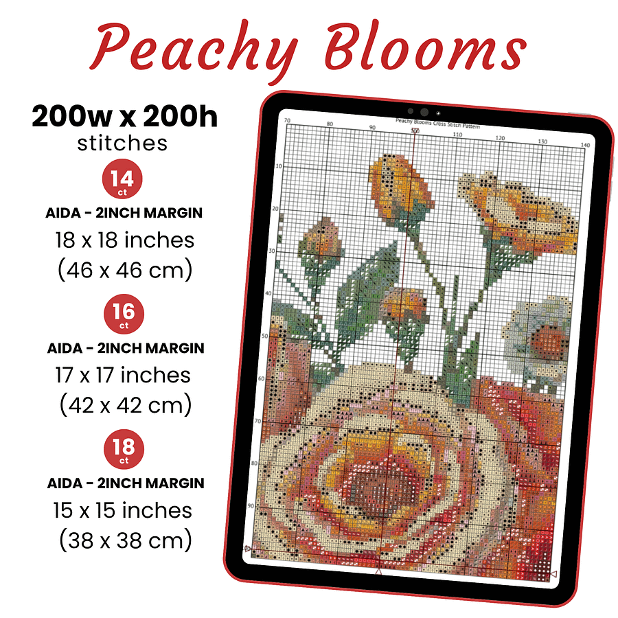 Peachy Blooms Cross Stitch Pattern product image (2)