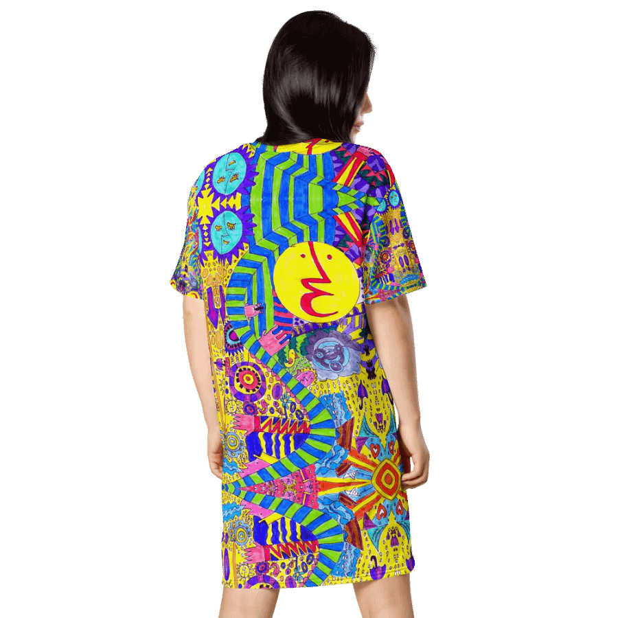 Abstract Colourful Doodle Ladies T Shirt Dress product image (5)