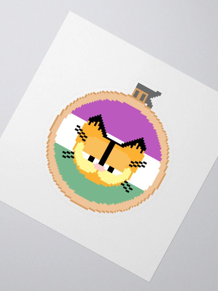 Garfield cross stitch sticker (gender queer) product image (2)