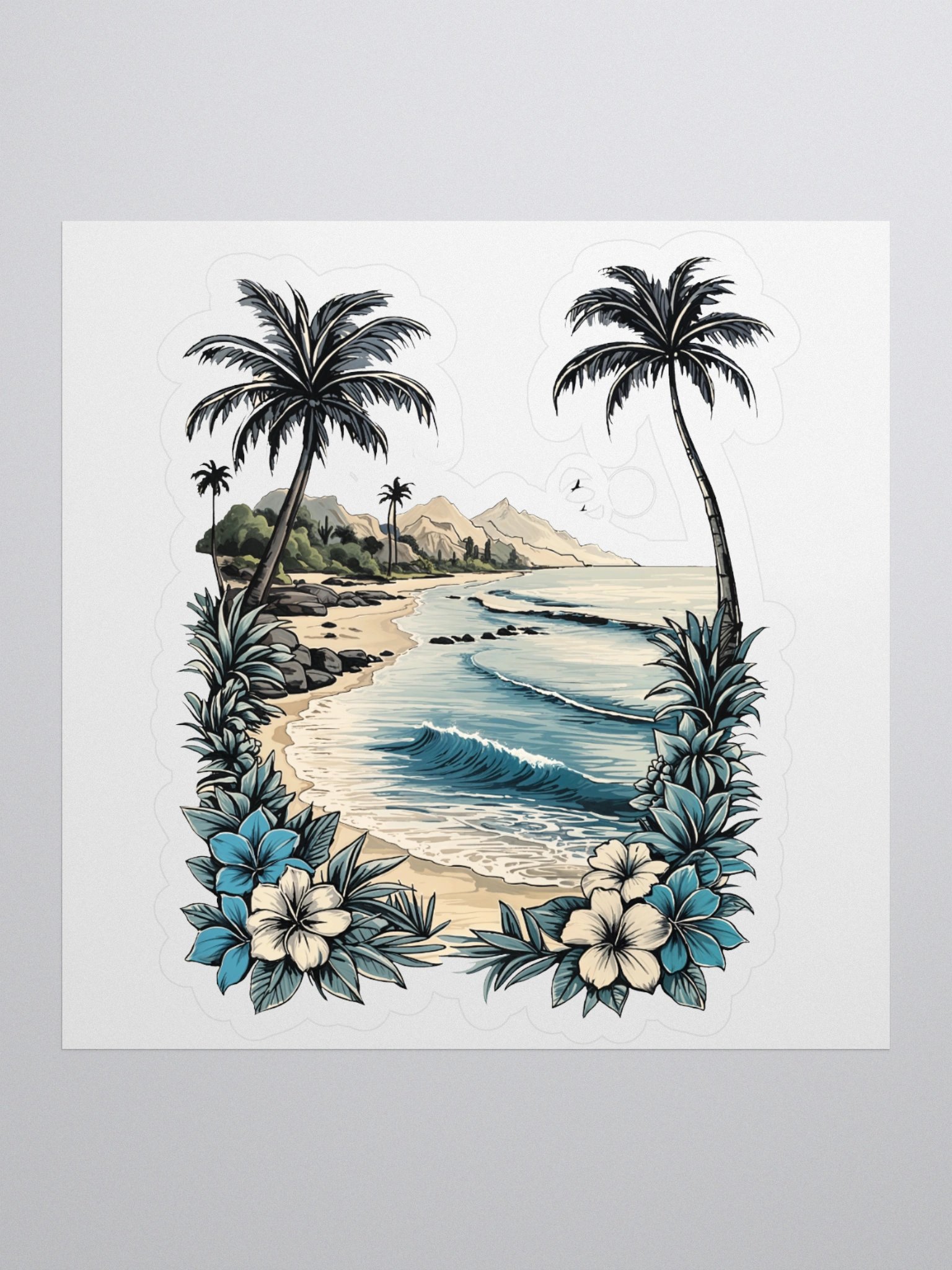 Tropical Island with Palm Trees, Sticker product image (1)